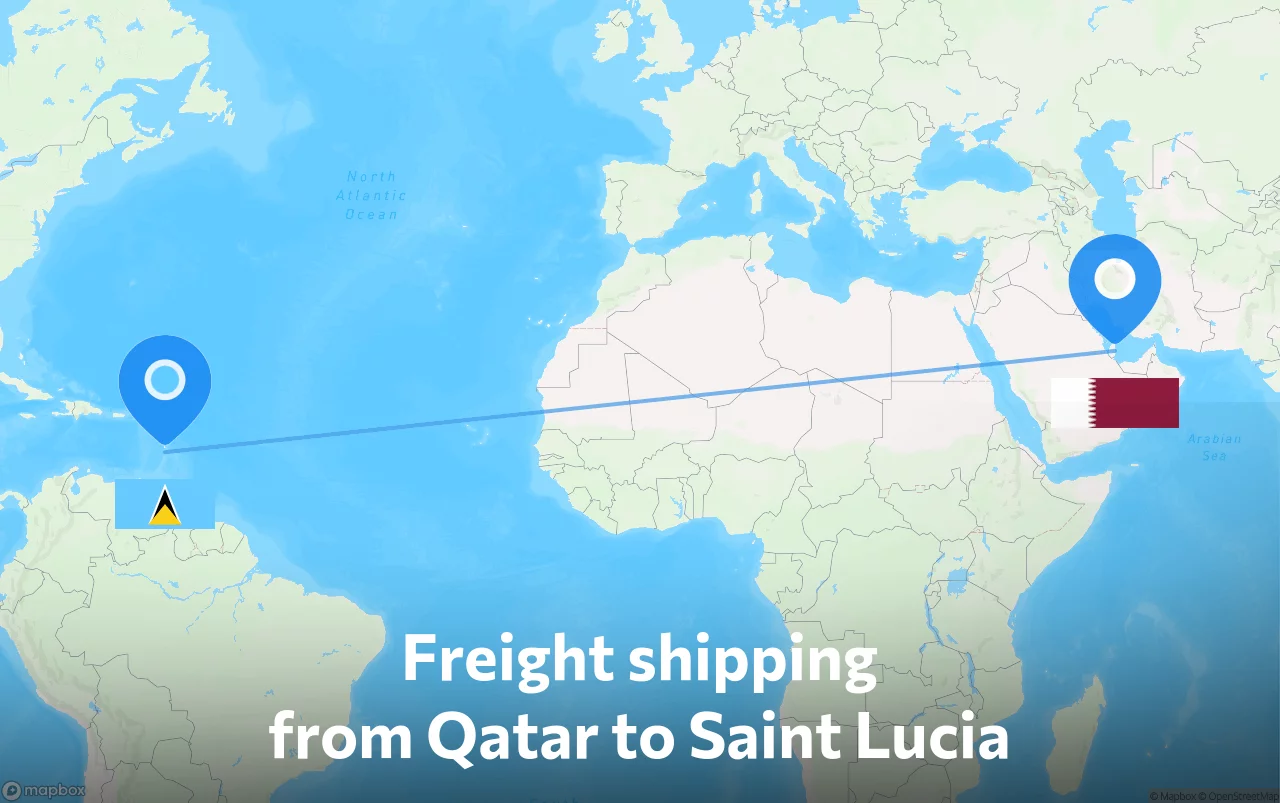 Shipping route from Qatar to Saint Lucia