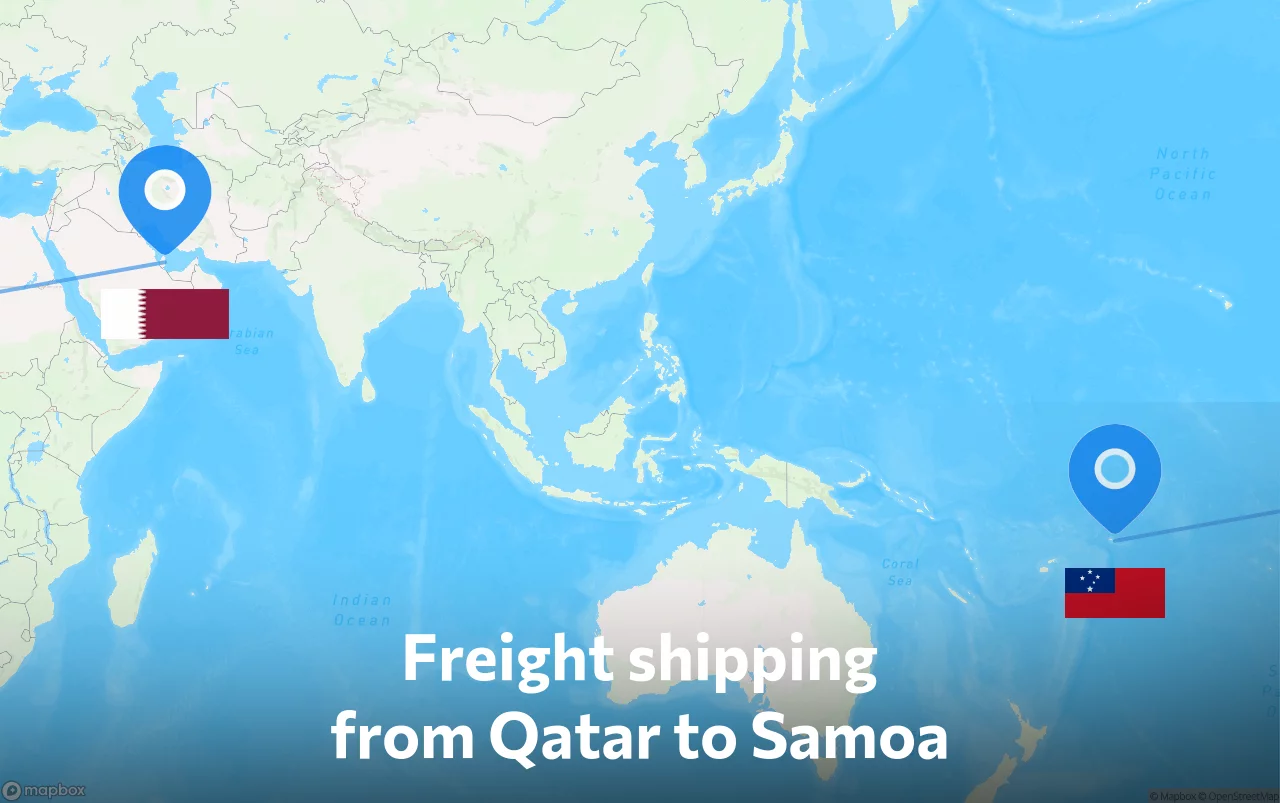 Shipping route from Qatar to Samoa