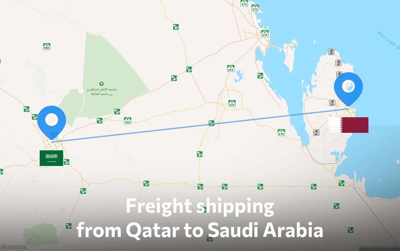 Shipping route from Qatar to Saudi Arabia