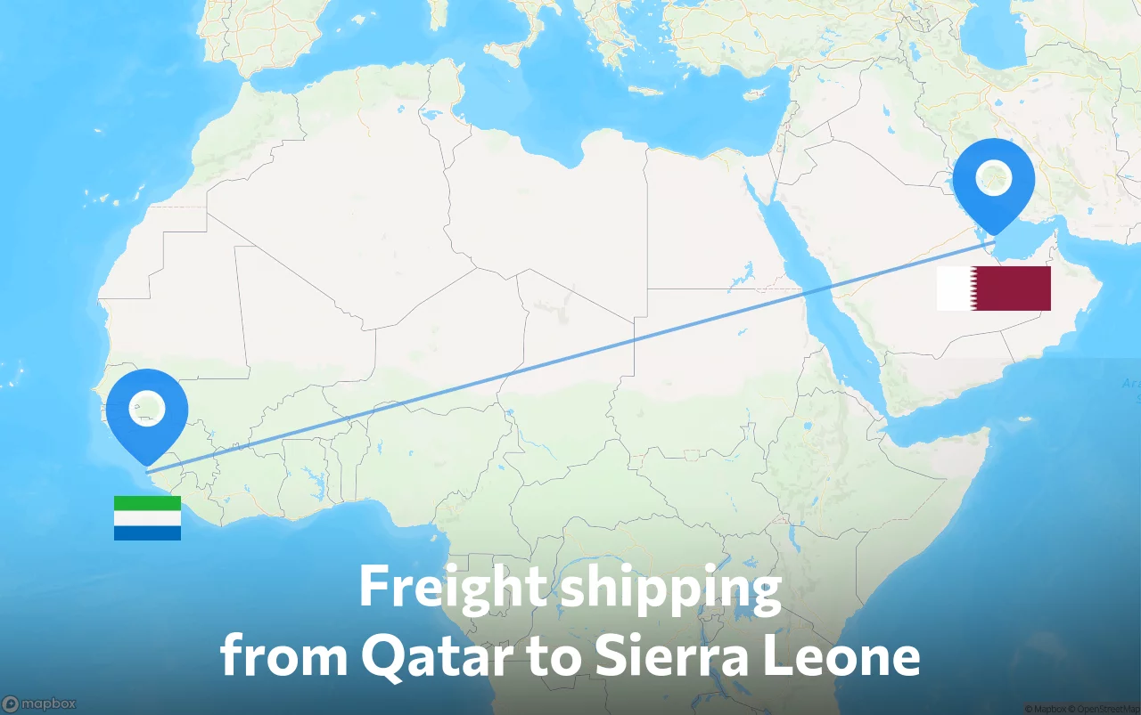 Shipping route from Qatar to Sierra Leone