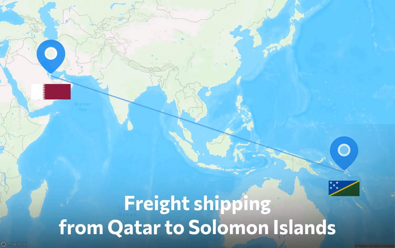 Shipping route from Qatar to Solomon Islands
