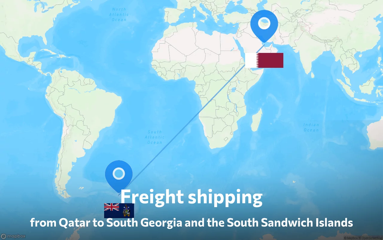 Shipping route from Qatar to South Georgia and the South Sandwich Islands