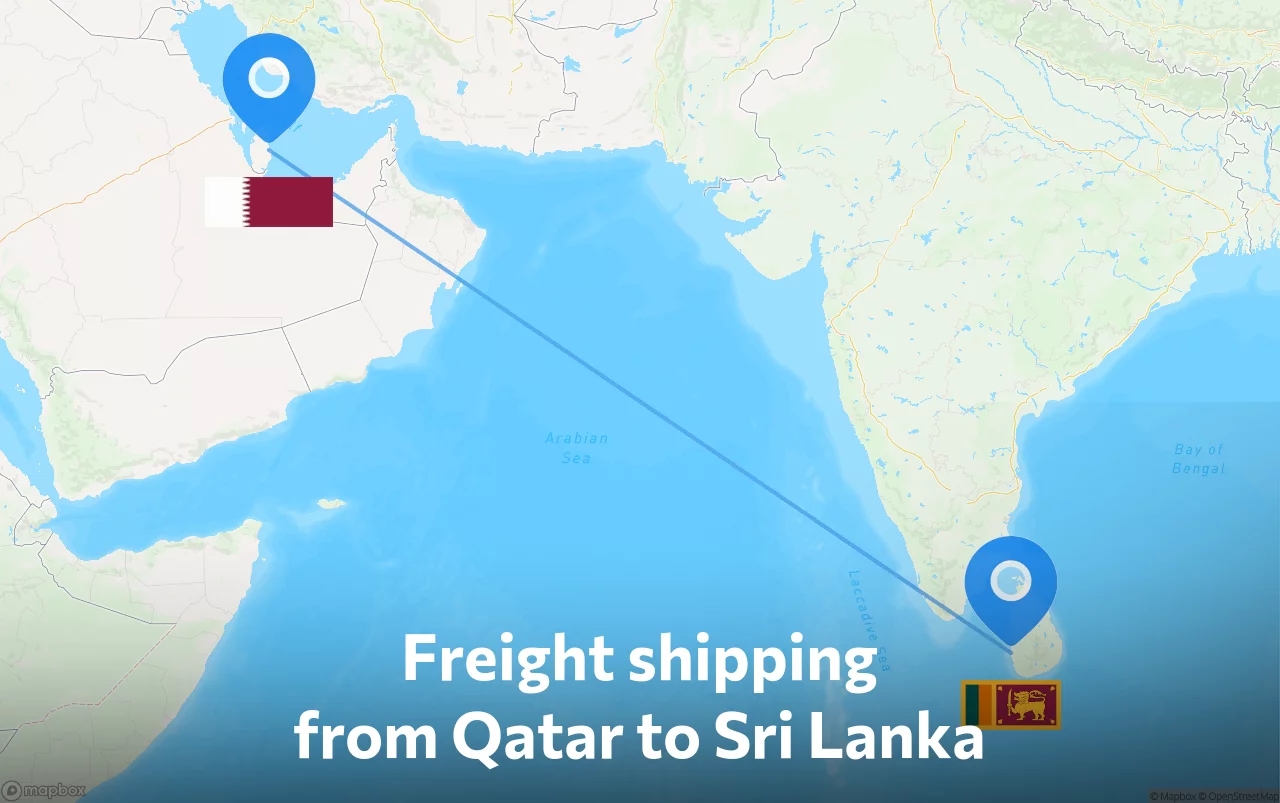 Shipping route from Qatar to Sri Lanka