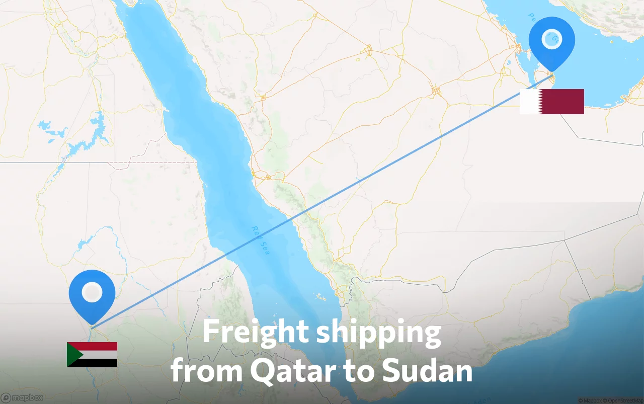 Shipping route from Qatar to Sudan