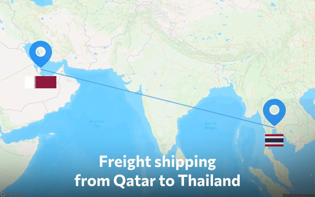 Shipping route from Qatar to Thailand