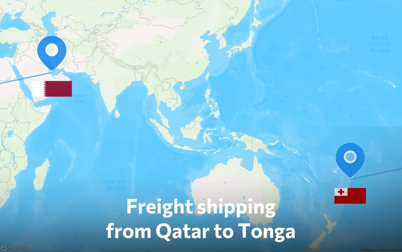 Shipping route from Qatar to Tonga