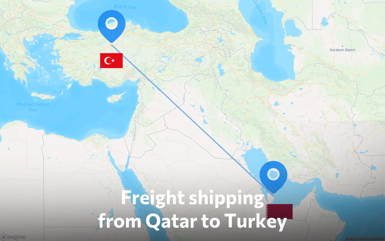 Shipping route from Qatar to Turkey