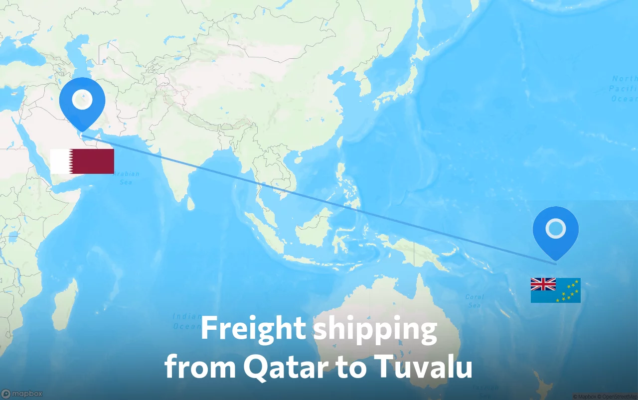 Shipping route from Qatar to Tuvalu