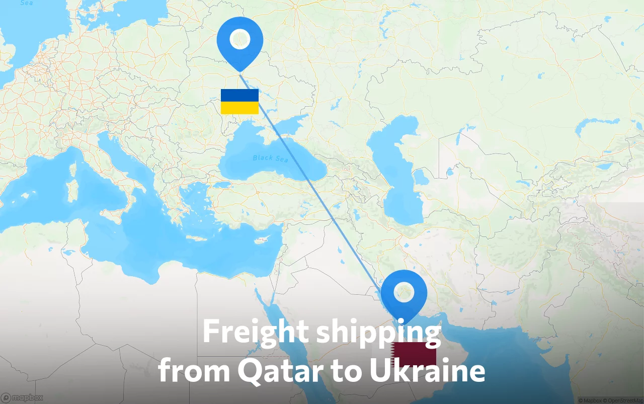 Shipping route from Qatar to Ukraine