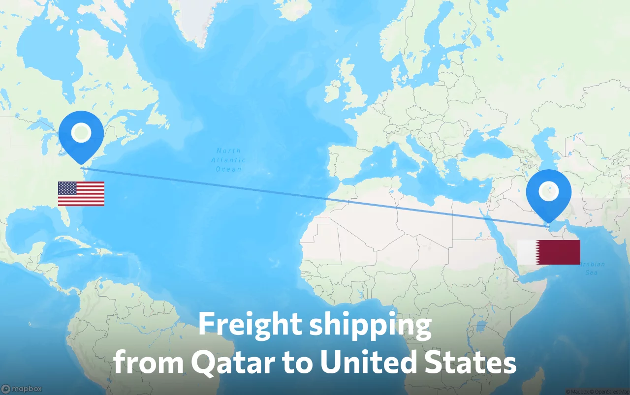 Shipping route from Qatar to United States