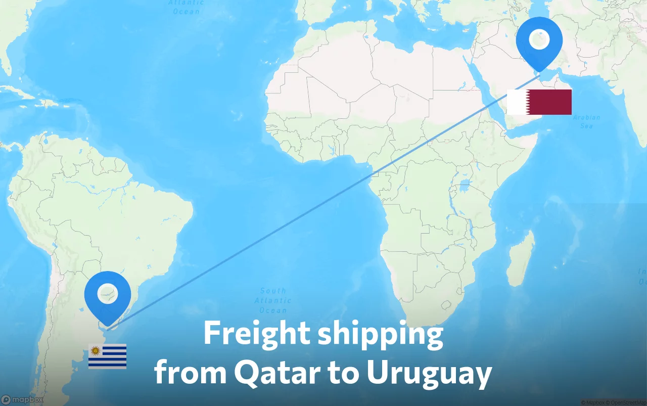 Shipping route from Qatar to Uruguay