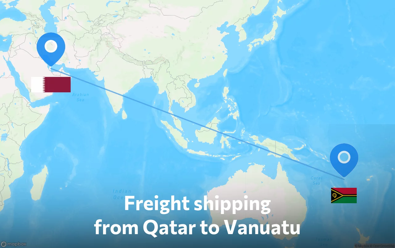 Shipping route from Qatar to Vanuatu