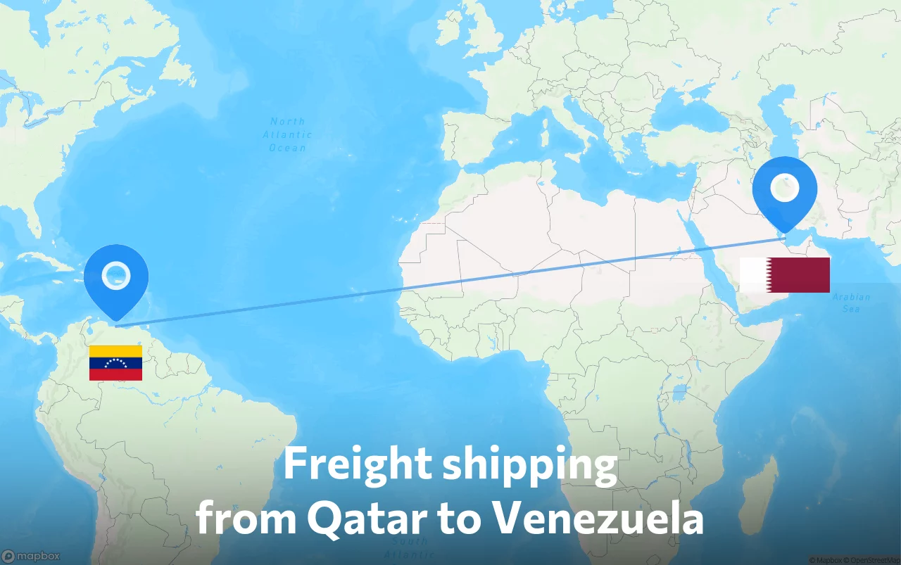 Shipping route from Qatar to Venezuela