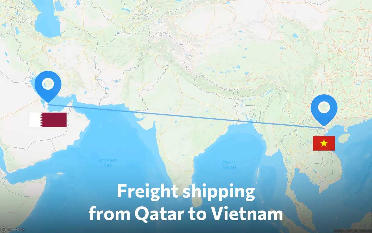 Shipping route from Qatar to Vietnam