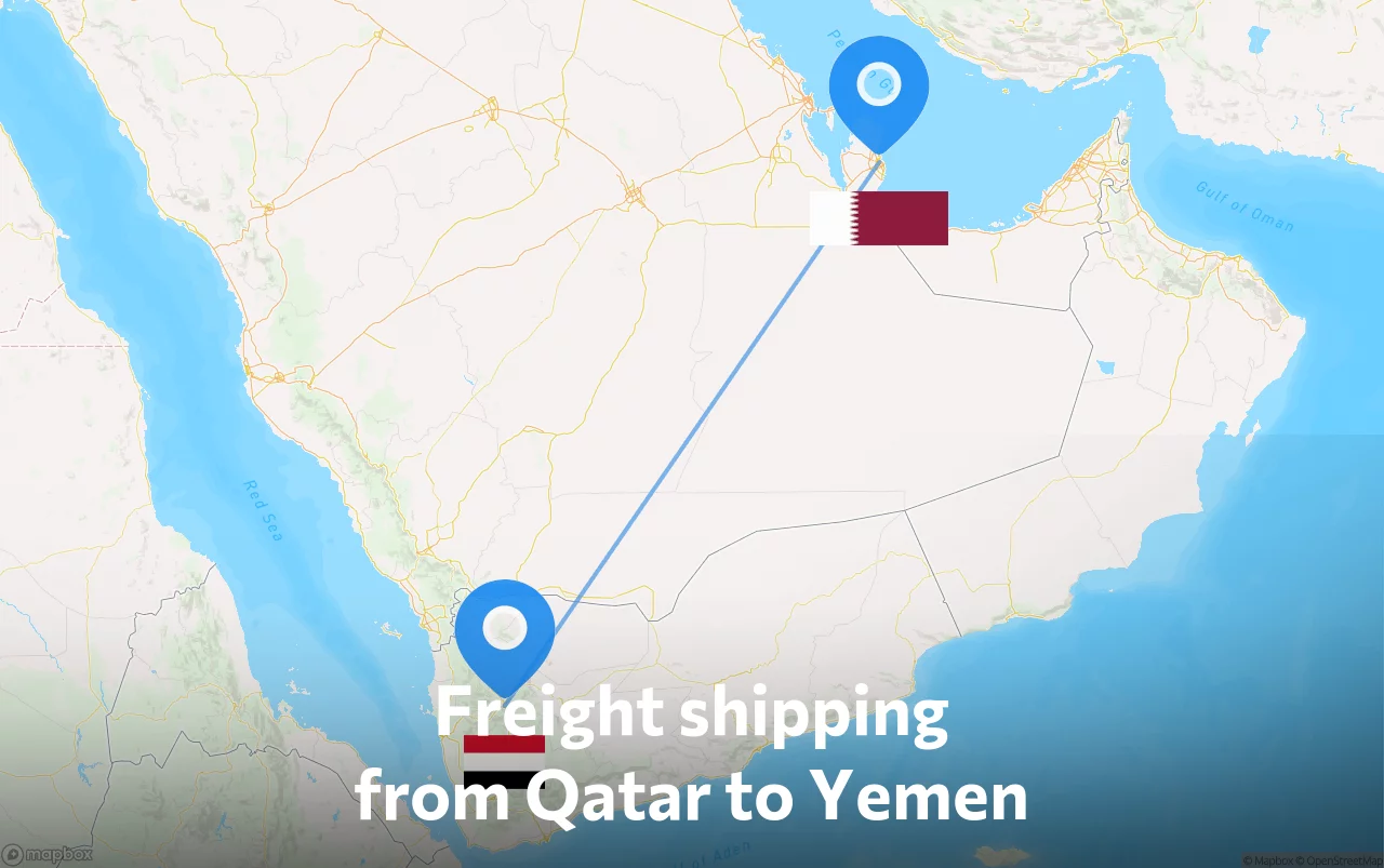Shipping route from Qatar to Yemen