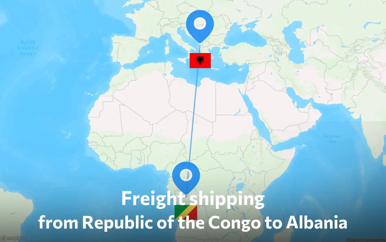 Shipping route from Republic of the Congo to Albania