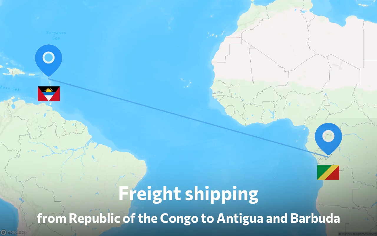 Shipping route from Republic of the Congo to Antigua and Barbuda