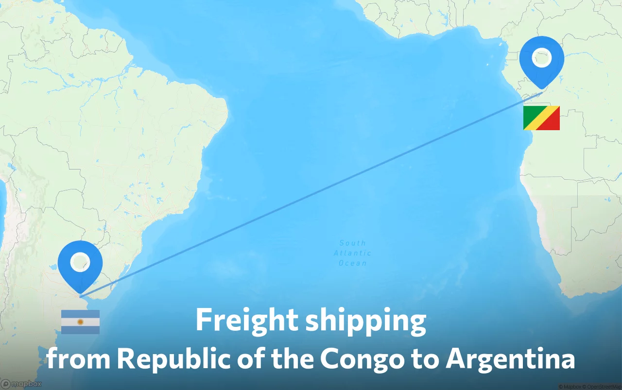Shipping route from Republic of the Congo to Argentina