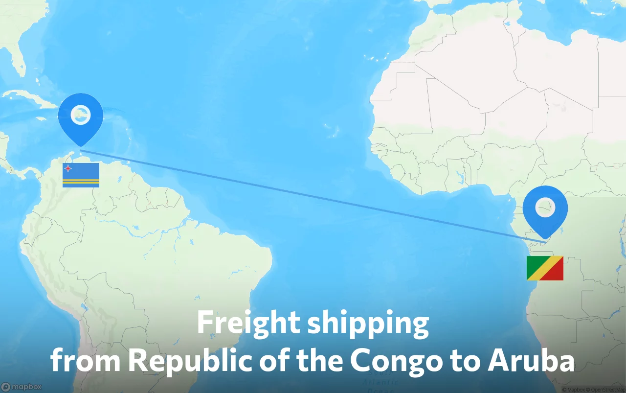 Shipping route from Republic of the Congo to Aruba