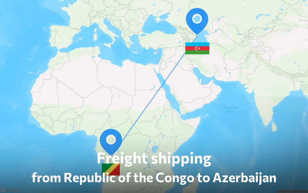Shipping route from Republic of the Congo to Azerbaijan