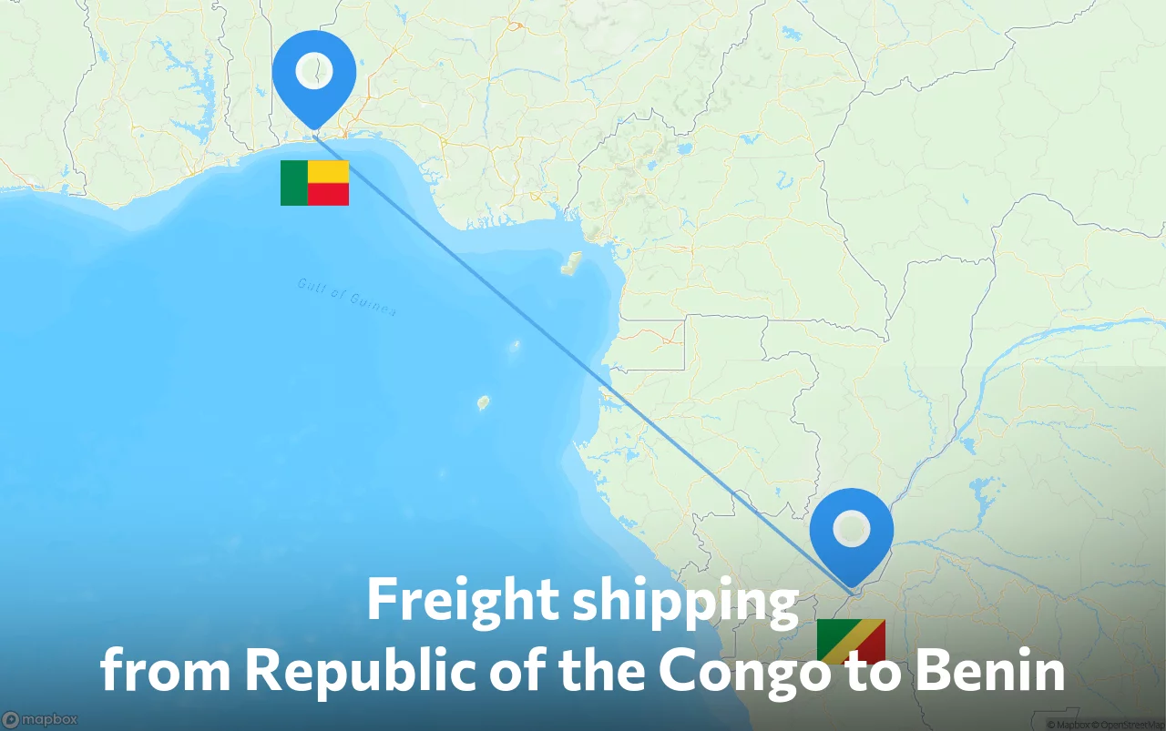 Shipping route from Republic of the Congo to Benin
