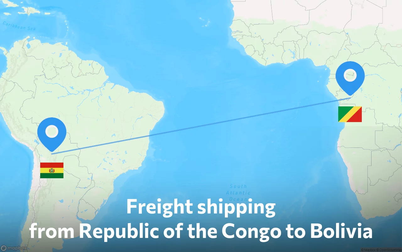 Shipping route from Republic of the Congo to Bolivia