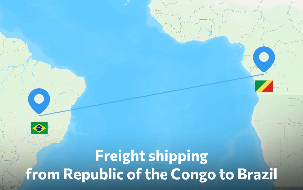Shipping route from Republic of the Congo to Brazil