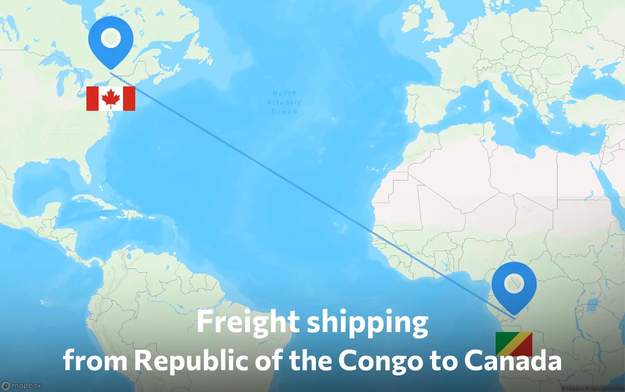 Shipping route from Republic of the Congo to Canada