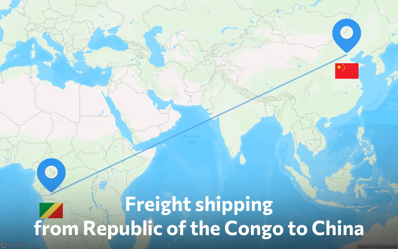 Shipping route from Republic of the Congo to China