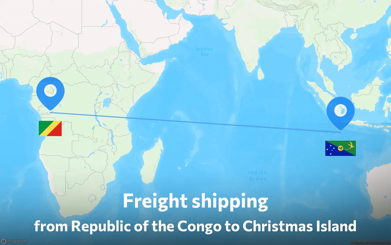 Shipping route from Republic of the Congo to Christmas Island