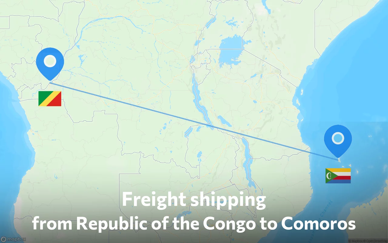 Shipping route from Republic of the Congo to Comoros