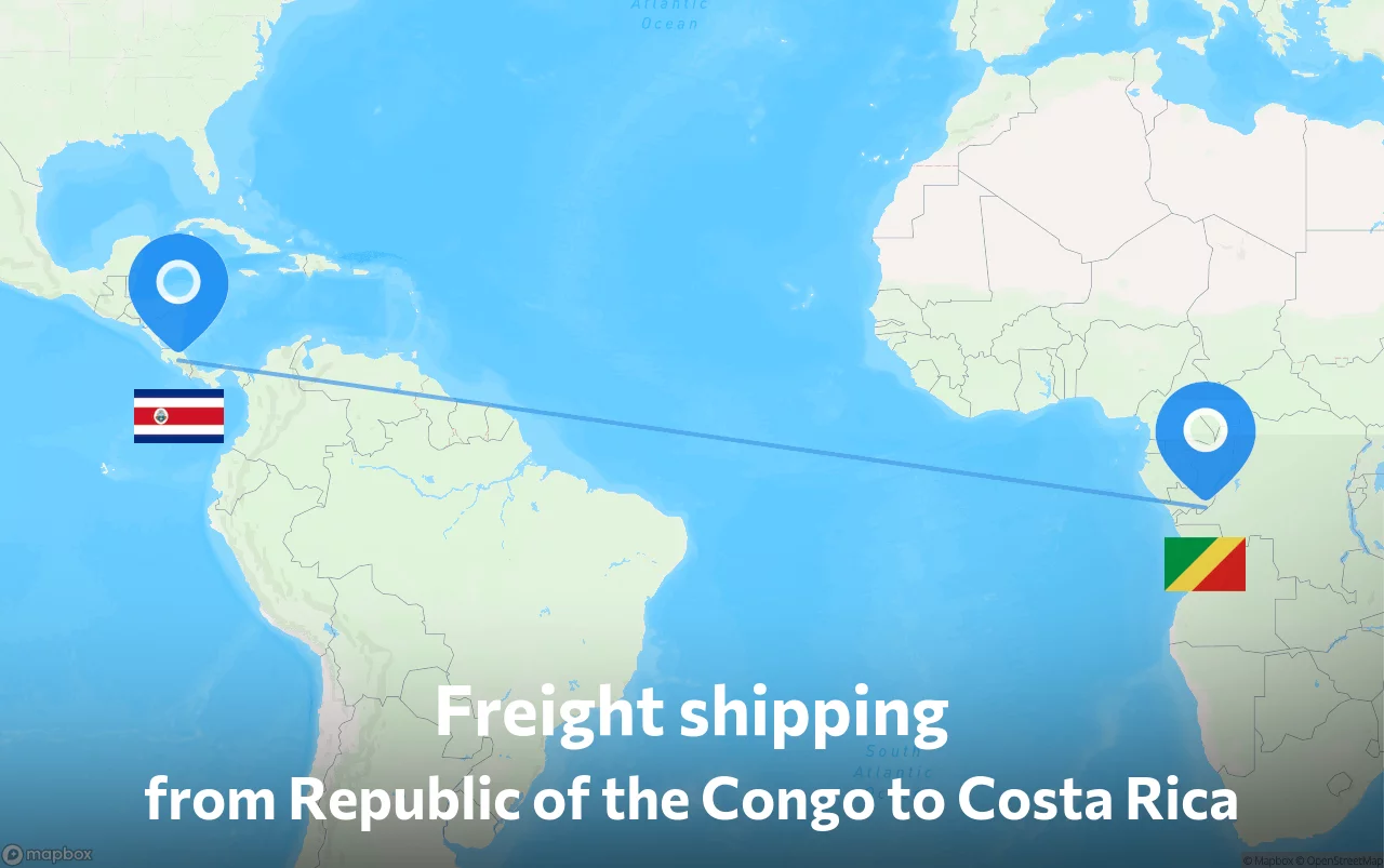 Shipping route from Republic of the Congo to Costa Rica