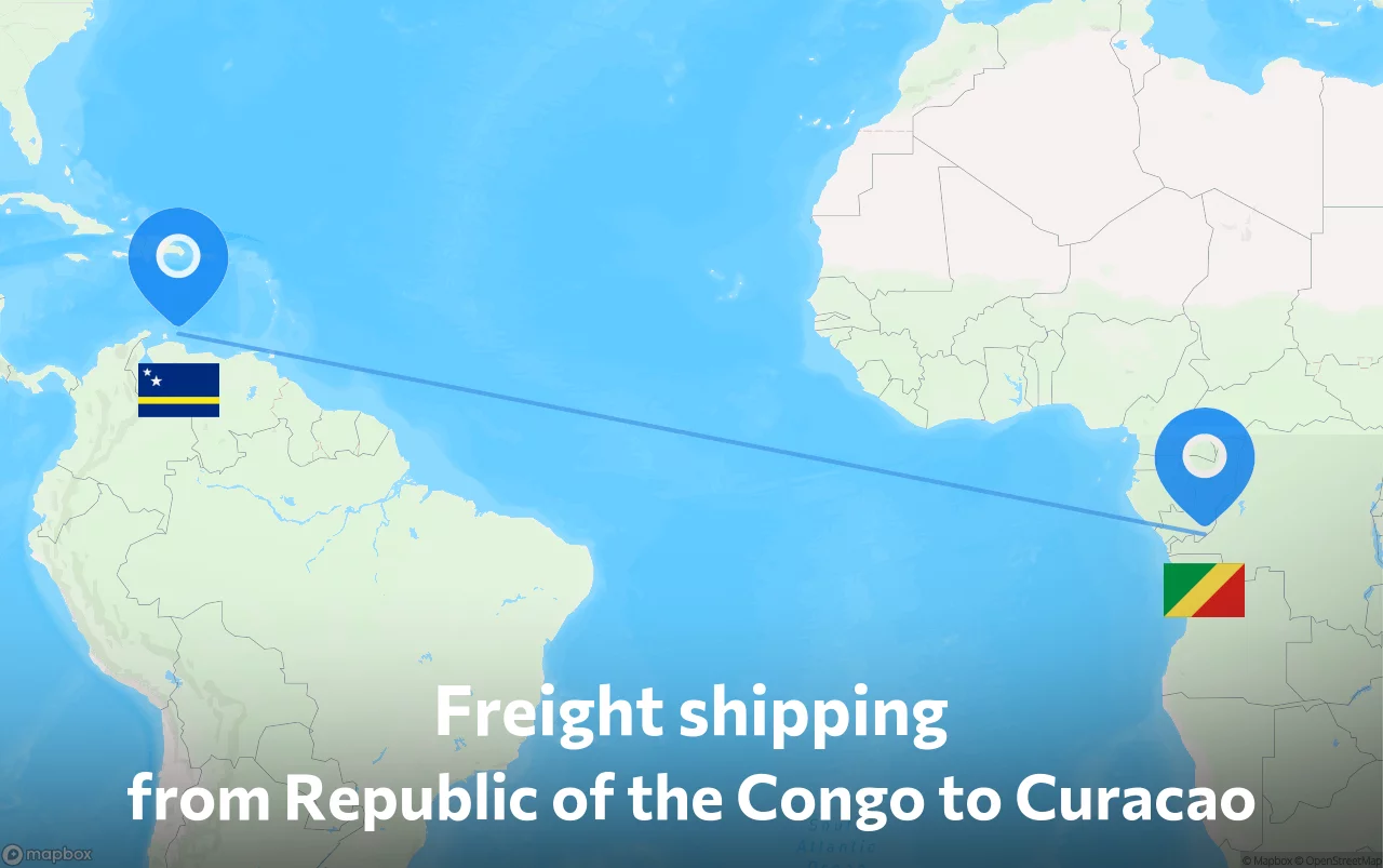 Shipping route from Republic of the Congo to Curacao