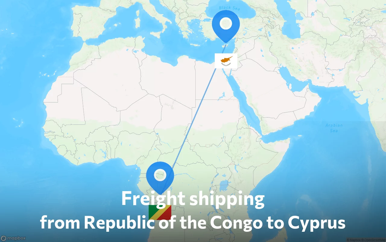 Shipping route from Republic of the Congo to Cyprus