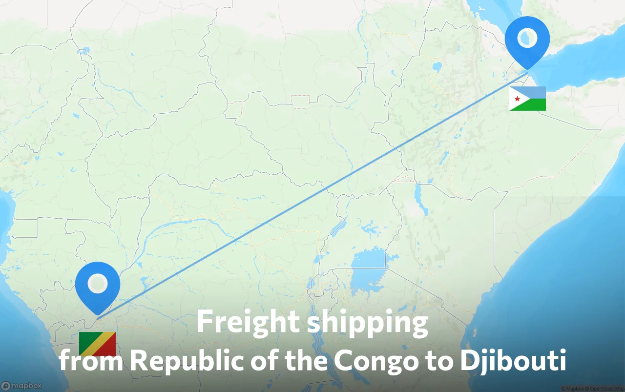 Shipping route from Republic of the Congo to Djibouti