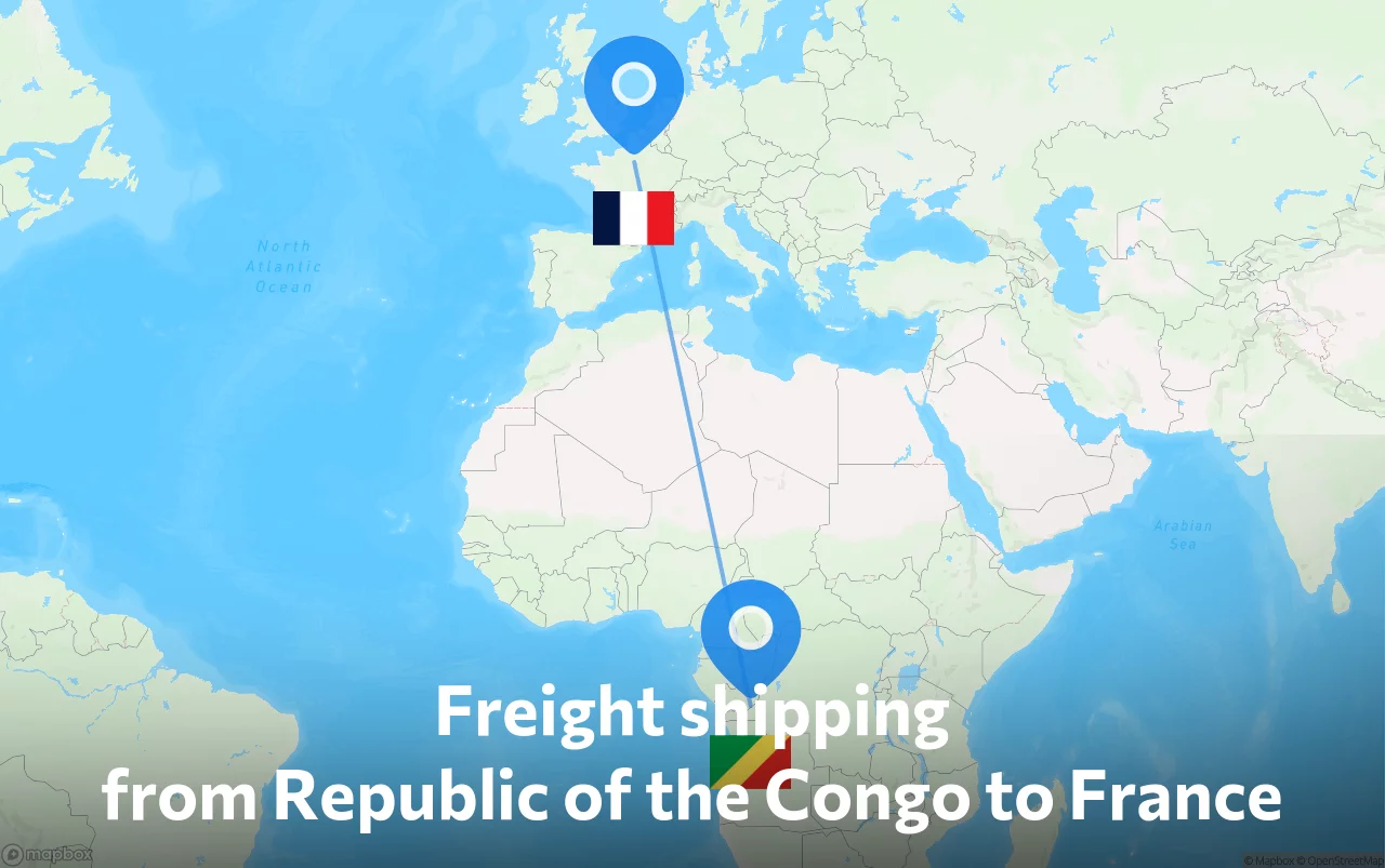 Shipping route from Republic of the Congo to France