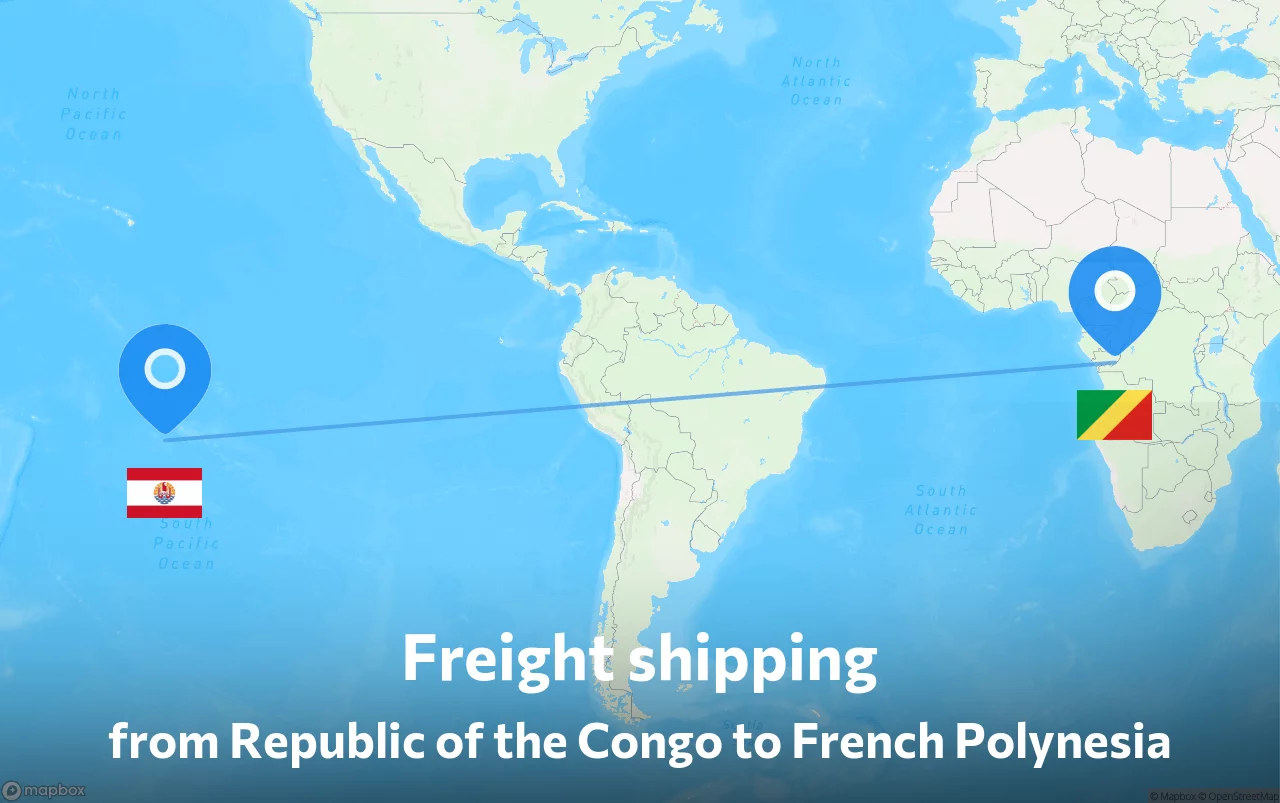 Shipping route from Republic of the Congo to French Polynesia