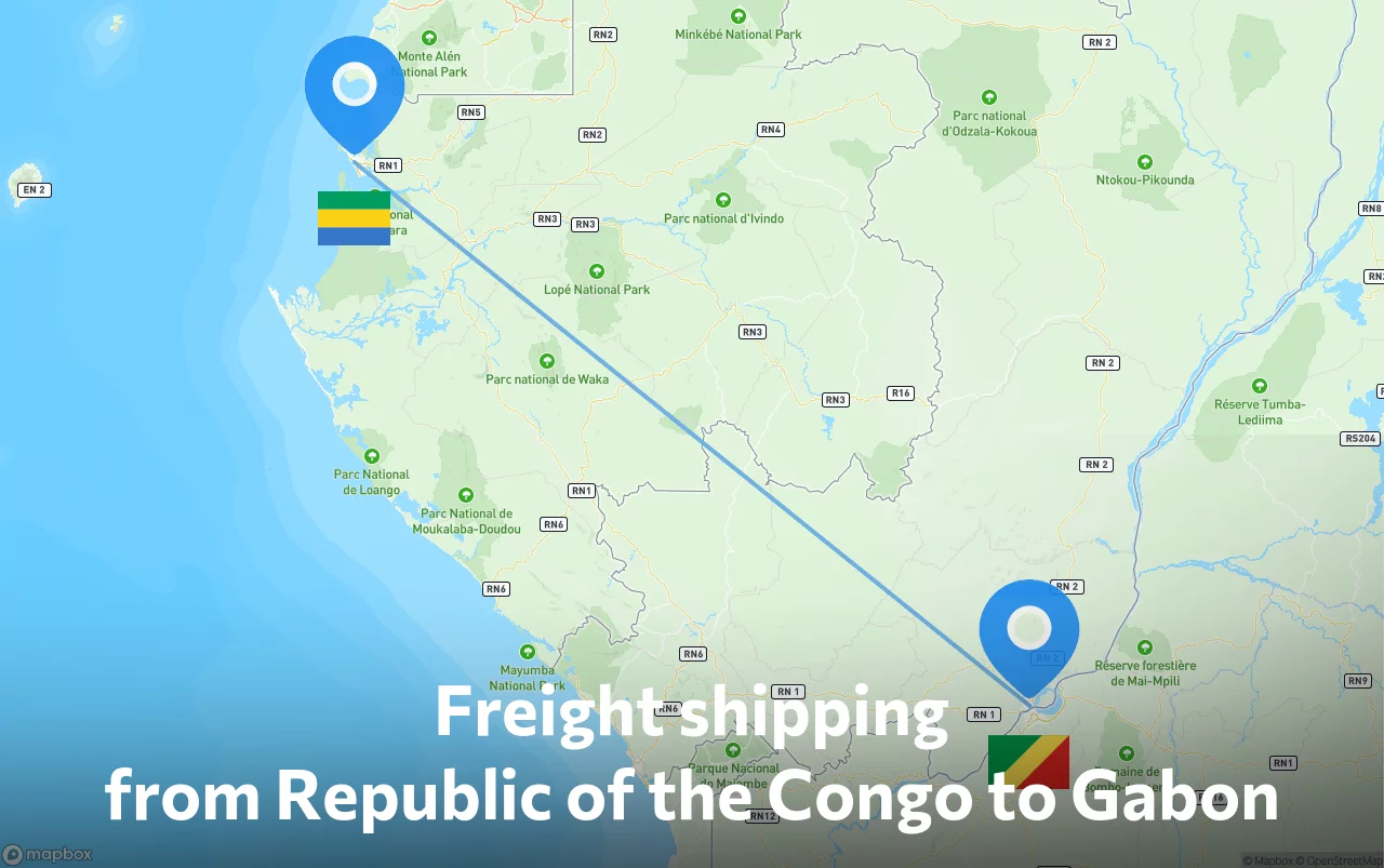 Shipping route from Republic of the Congo to Gabon