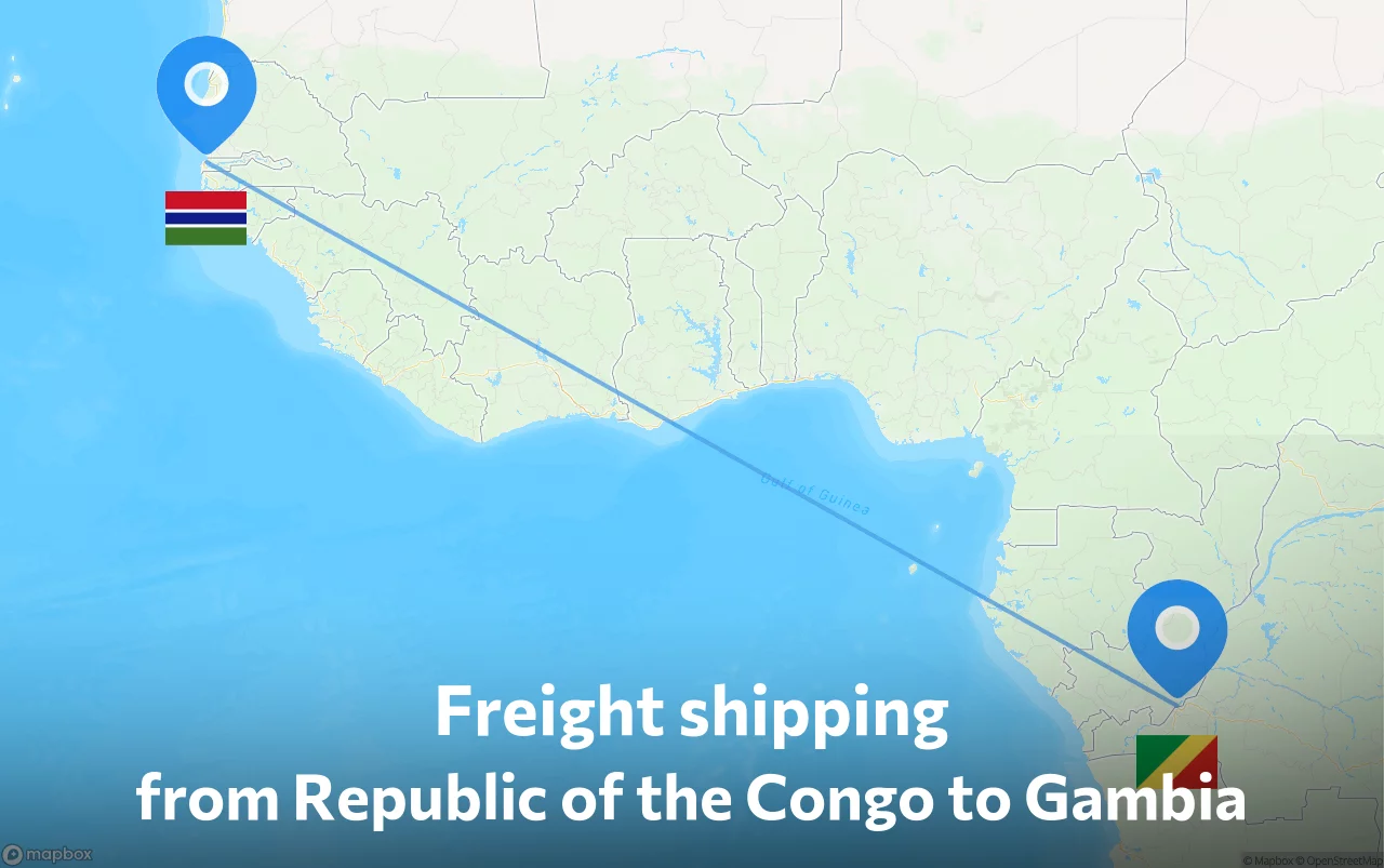 Shipping route from Republic of the Congo to Gambia