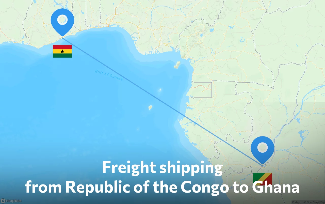 Shipping route from Republic of the Congo to Ghana