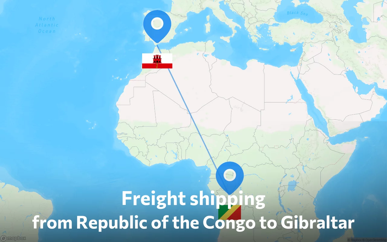 Shipping route from Republic of the Congo to Gibraltar
