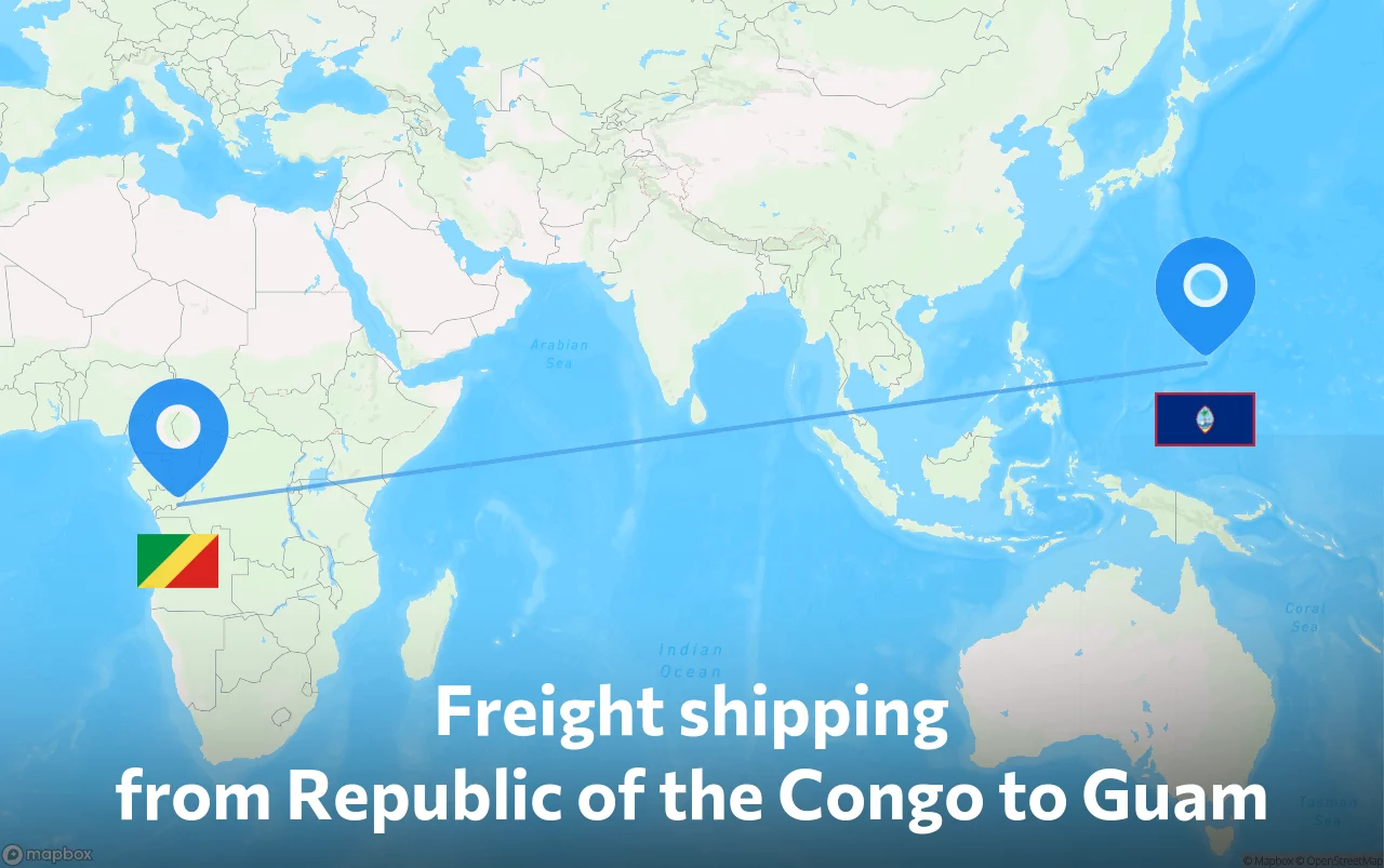 Shipping route from Republic of the Congo to Guam