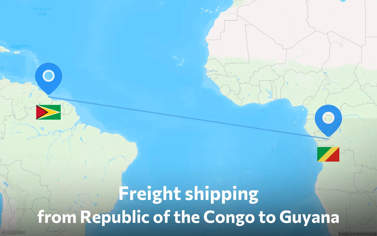 Shipping route from Republic of the Congo to Guyana