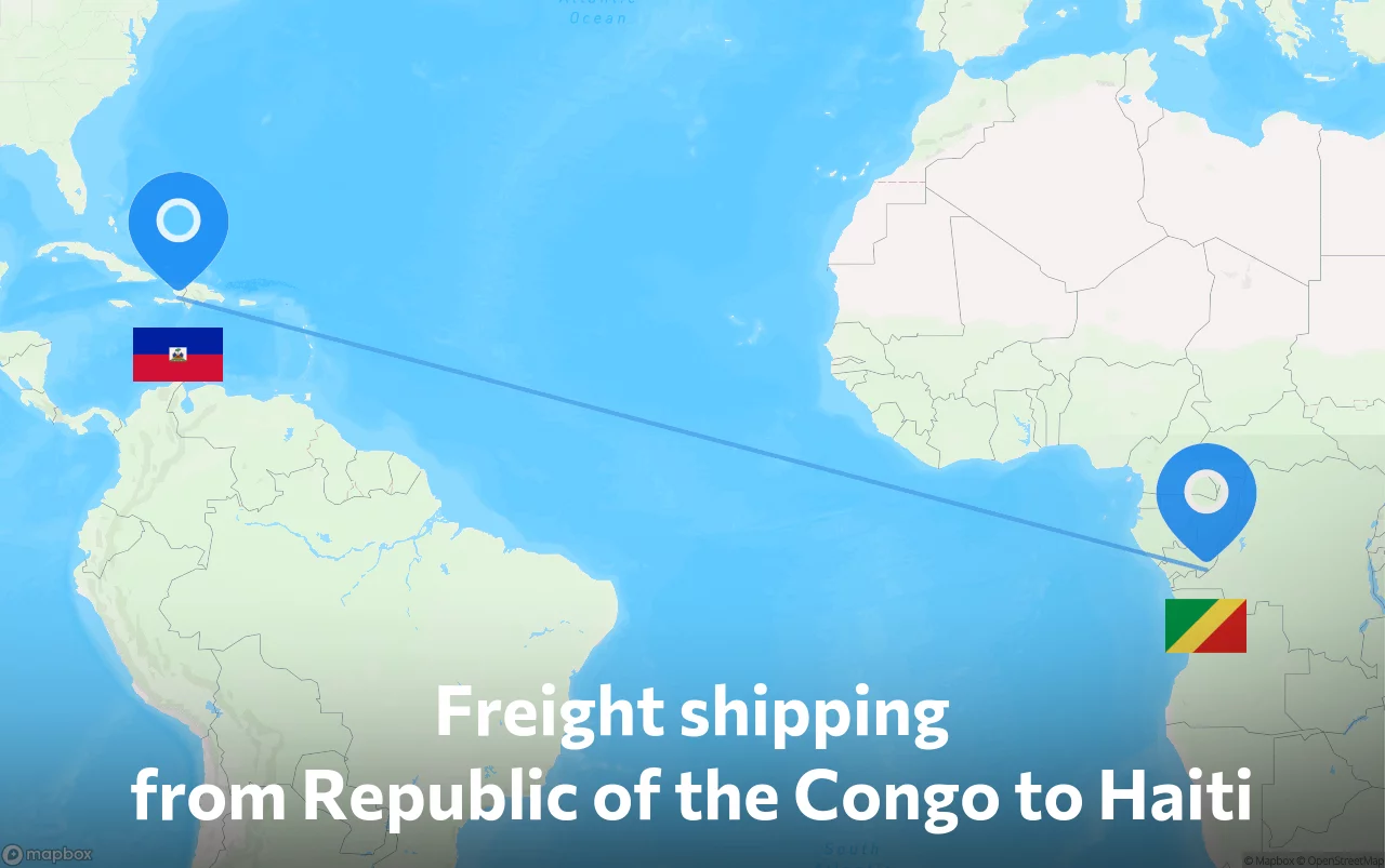 Shipping route from Republic of the Congo to Haiti