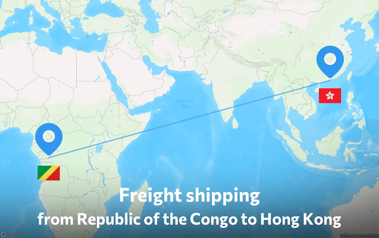 Shipping route from Republic of the Congo to Hong Kong