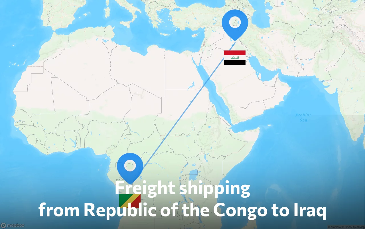 Shipping route from Republic of the Congo to Iraq