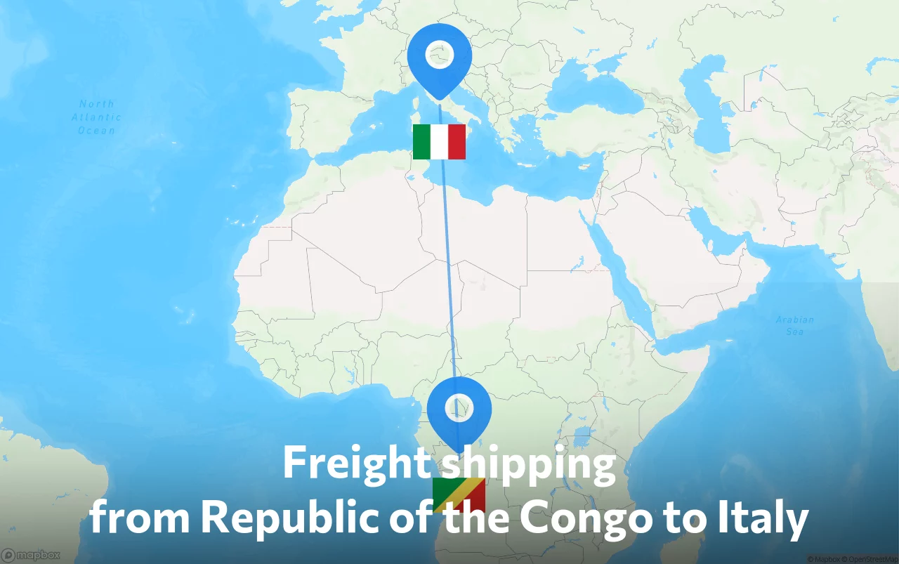 Shipping route from Republic of the Congo to Italy