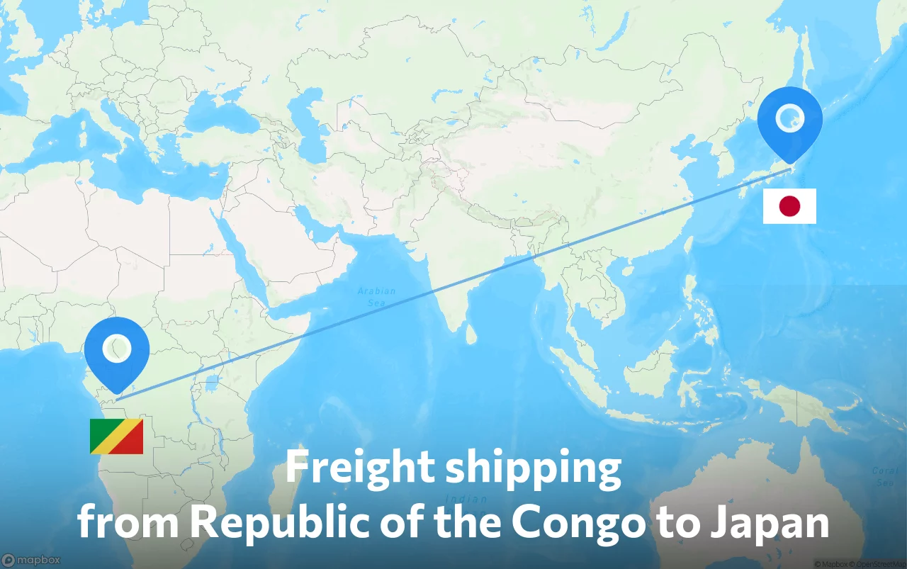 Shipping route from Republic of the Congo to Japan
