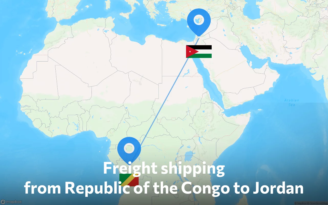 Shipping route from Republic of the Congo to Jordan