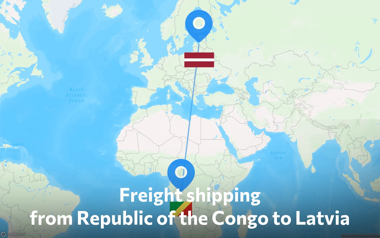 Shipping route from Republic of the Congo to Latvia